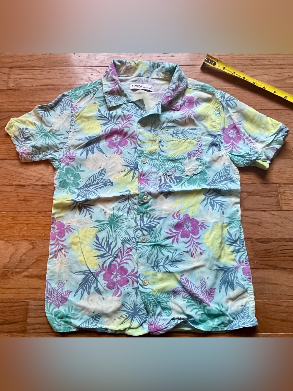 Boy’s Pastel Hibiscus Hawaiian Shirt szS